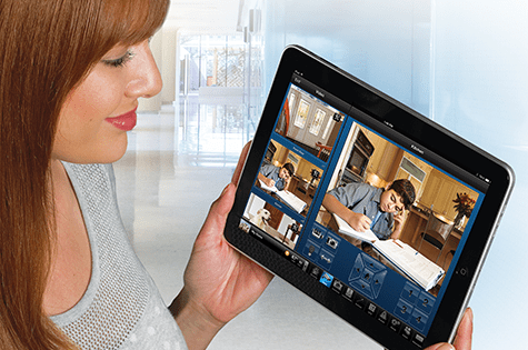 home security video app on tablet