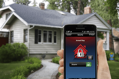 alarm system app featured on smart phone