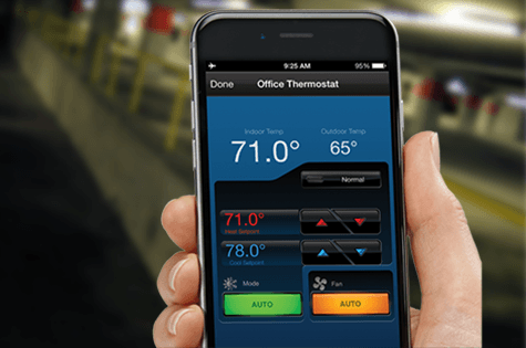 thermostat control app on smart phone