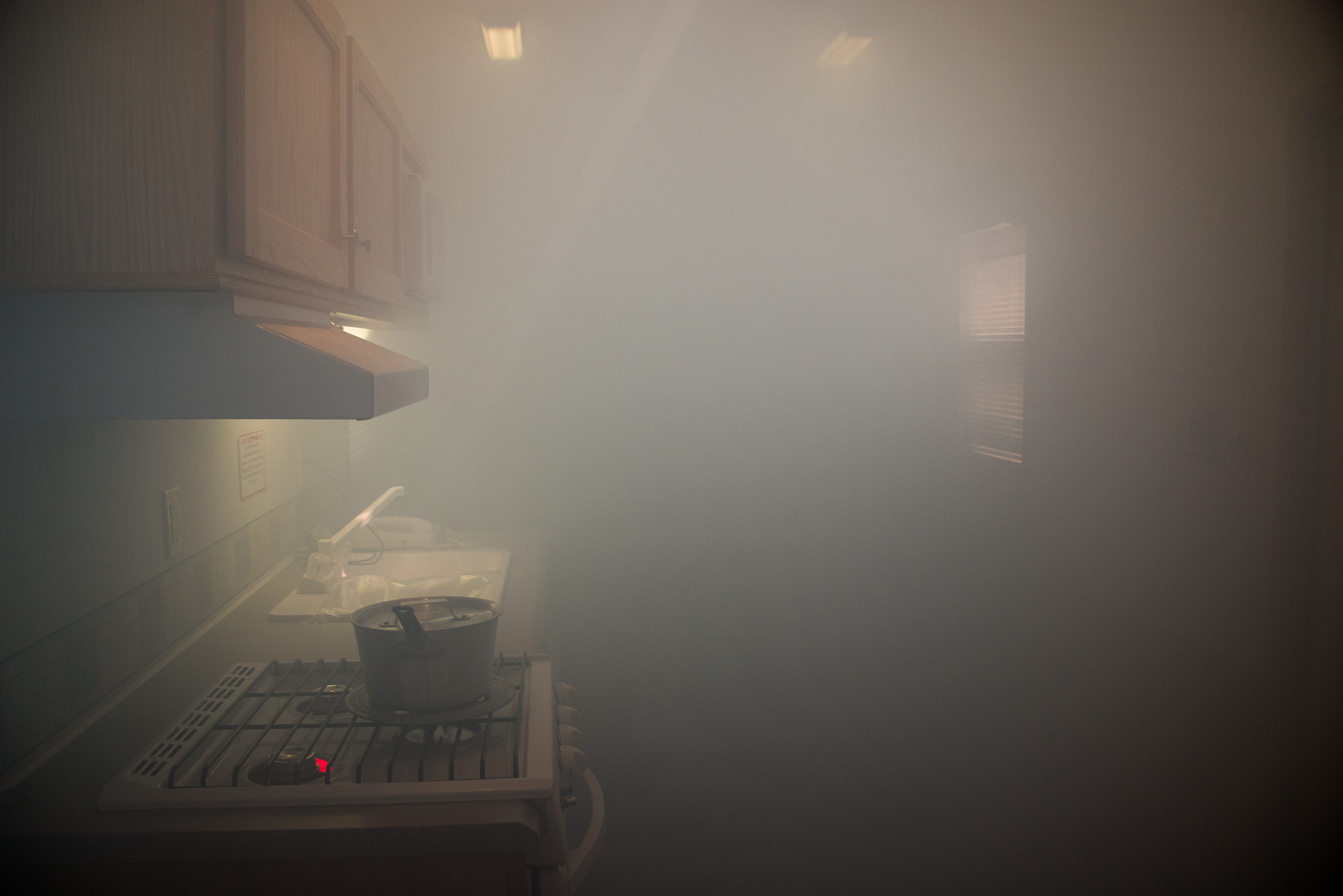 smoke-filled kitchen