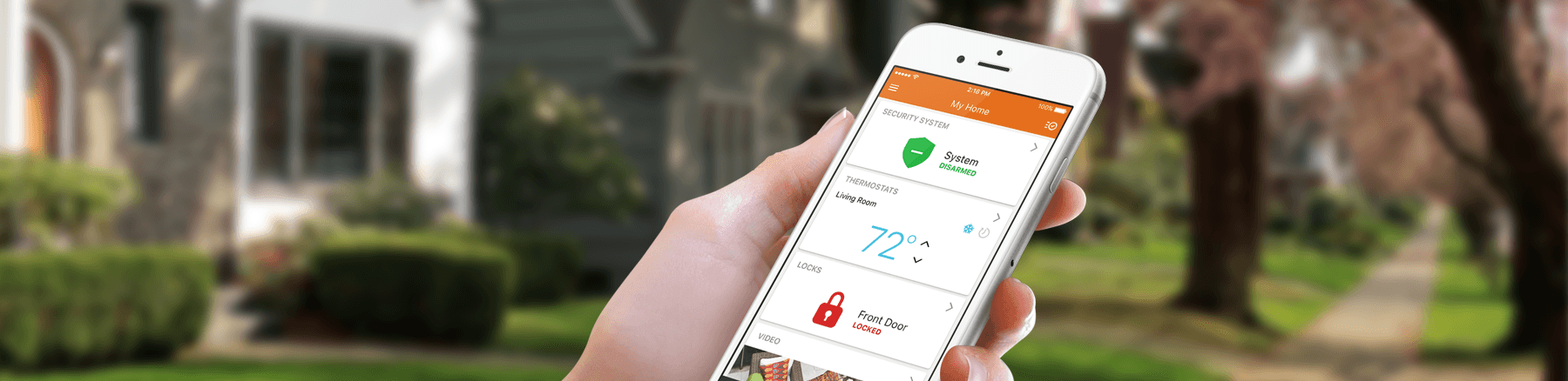 smart phone featuring alarm system app
